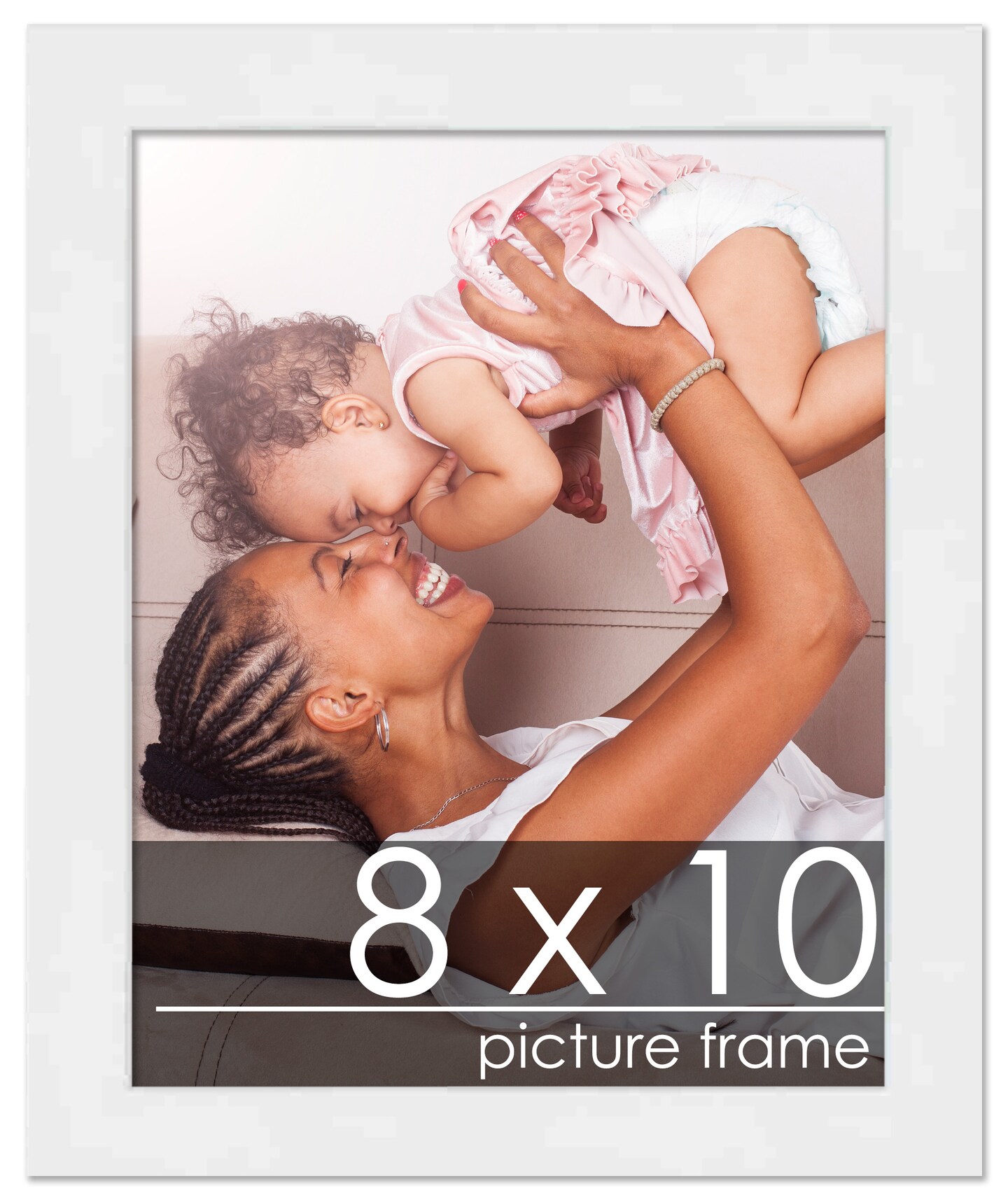 8x10 Solid Wood Picture Frame with UV-Resistant Acrylic & Acid-Free Backing, Available in 6 Finishes: Matte Black, Matte White, Metallic Bronze, Silver, Natural Wood Grain & Mahogany