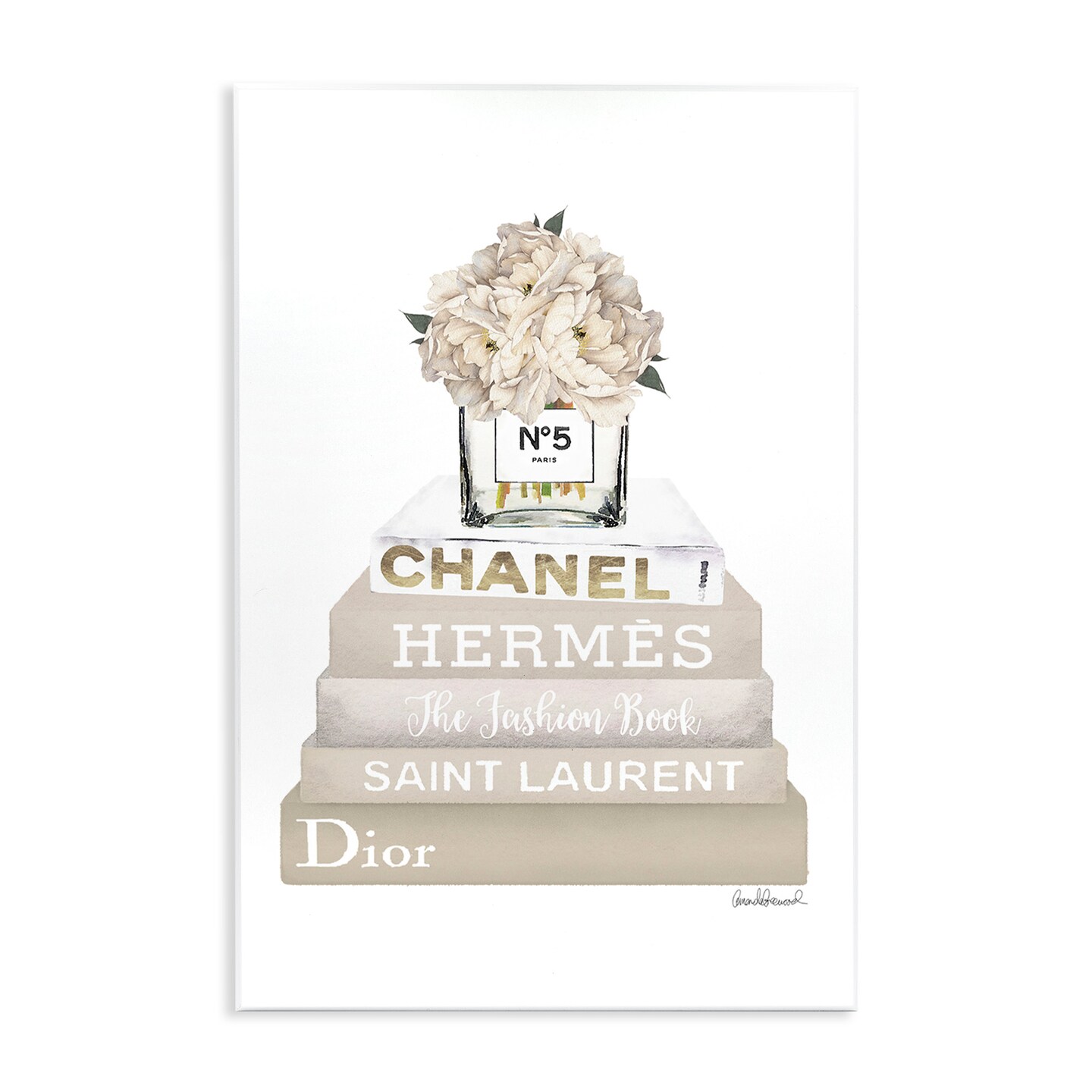 Stupell Industries Beige High Fashion Bookstack Wall Plaque Art