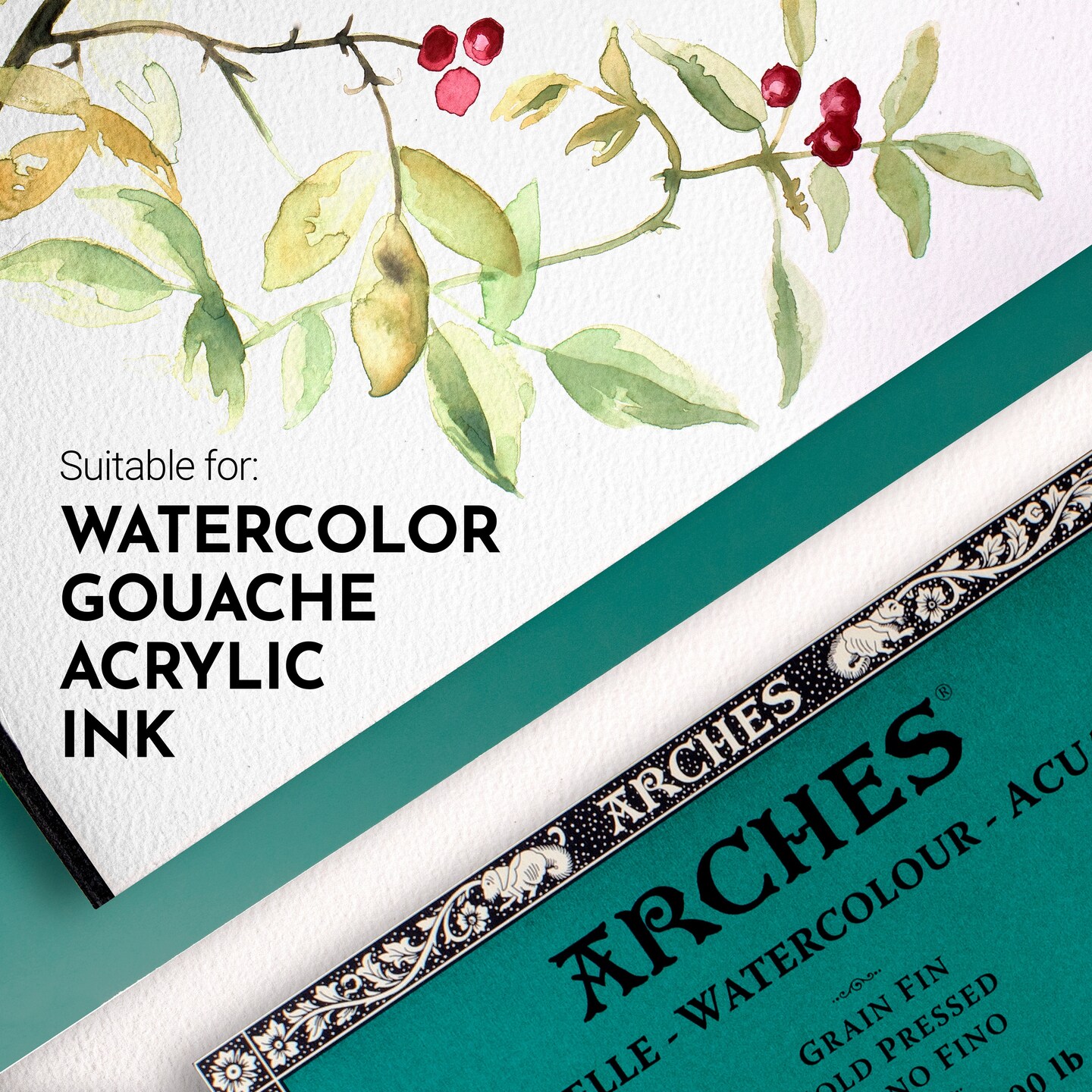 Arches Aquarelle Heavyweight Watercolor Block 9"X12"- 300lb, 10 Sheets