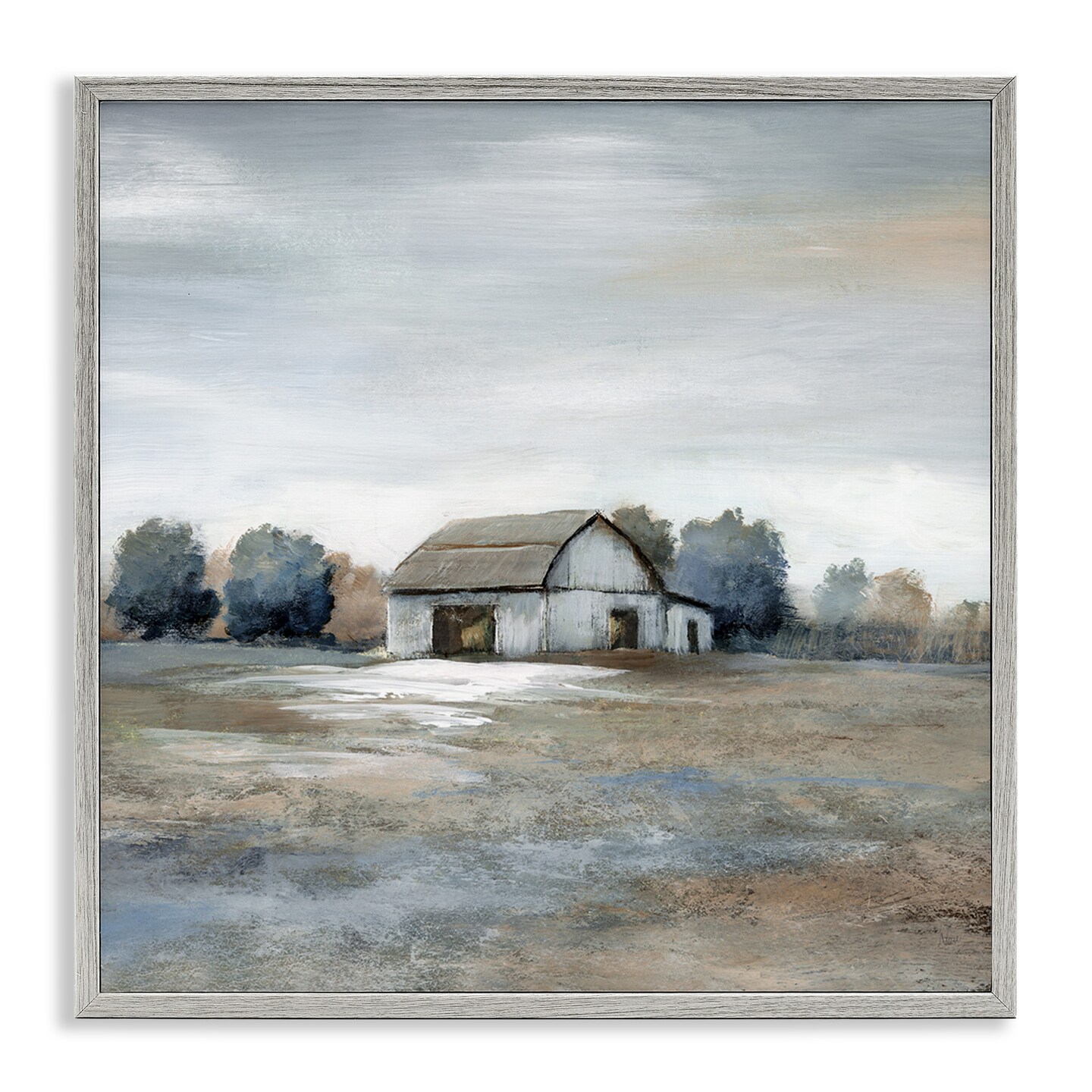 Stupell Industries Countryside Barn Neutral Tones Black Framed Giclee Art