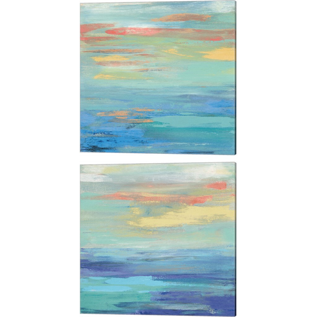 Sunset Beach Bright by Silvia Vassileva 14" x 14" Canvas Wall Art (Set of 2)
