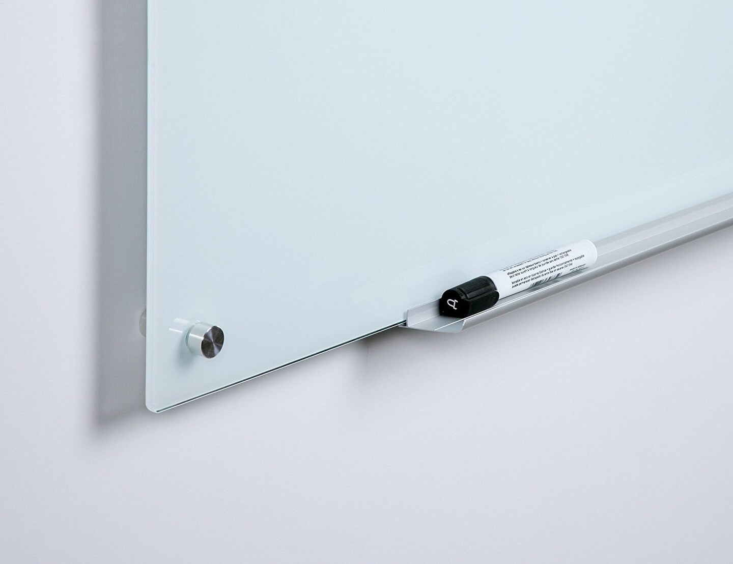 Audio-Visual Direct Magnetic White Glass Dry-Erase Board Set Includes Magnets, Hardware & Marker Tray