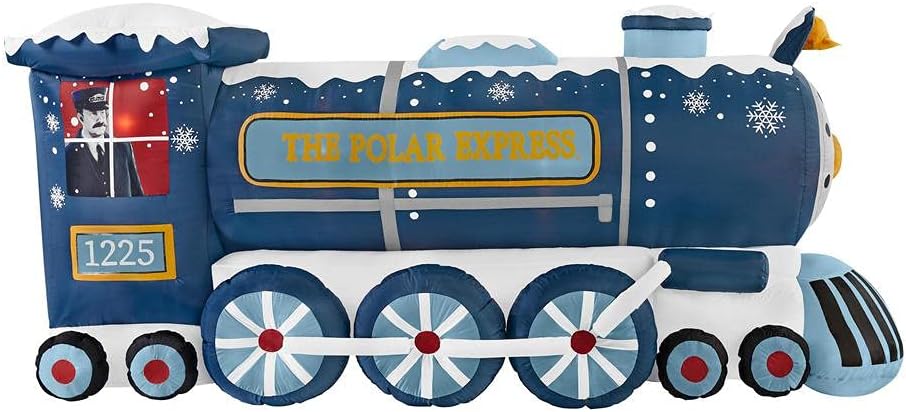 9' Gemmy Airblown Inflatable Giant Christmas Polar Express Train Yard Decoration 882541