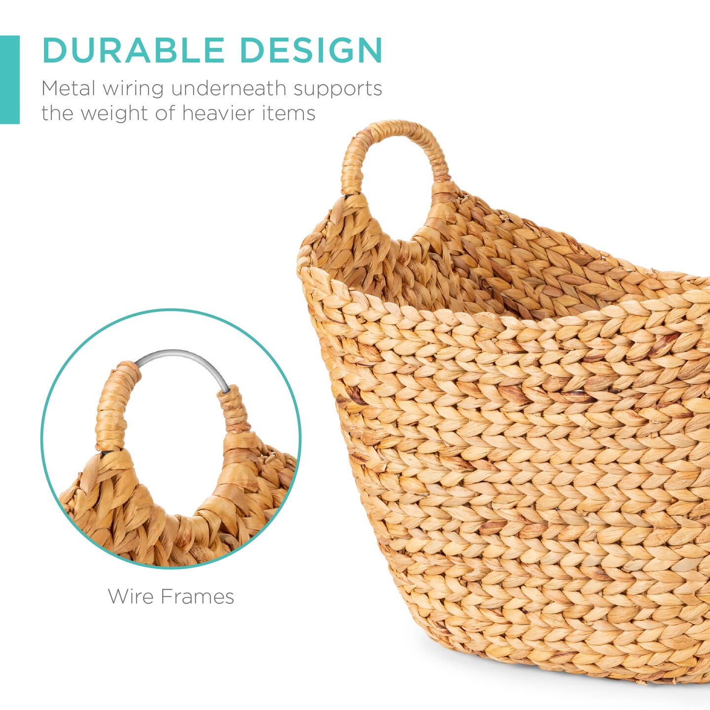 Best Choice Products Portable Large Hand Woven Wicker Braided Storage Laundry Basket Organizer w/ Handles