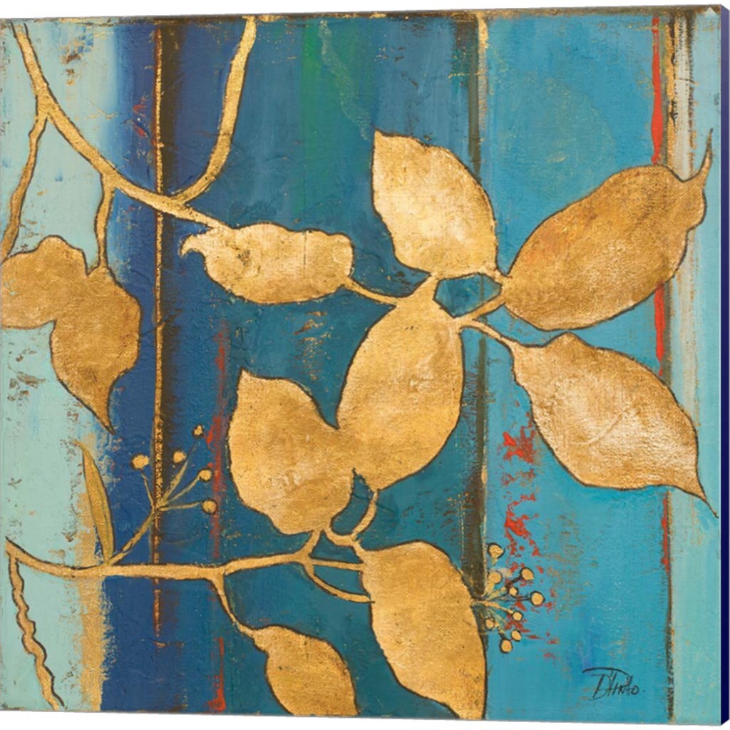 Golden Blue by Patricia Pinto 14" x 14" Canvas Wall Art (Set of 2)