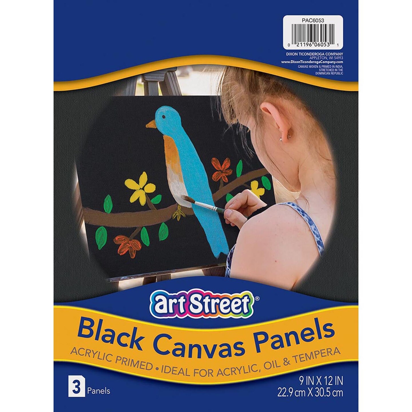 Canvas Panels, Black, 9&#x22; x 12&#x22;, 3 Panels