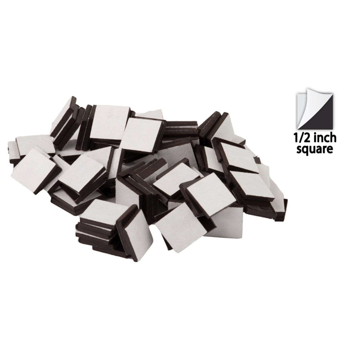 Adhesive Magnetic Squares, 1/2&#x22; sq, Pack of 100