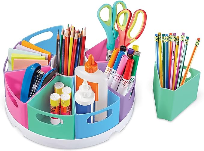 Create-a-Space Storage Center, 10 Piece Set: Desk Organizer for Kids, Art Organizer for Kids, Crayon Organizer, Homeschool Organizers, and Storage