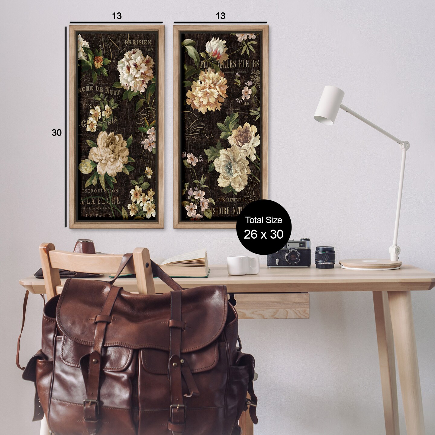 Stupell Industries Vintage French Typography Flowers Framed Floater Canvas Wall Art