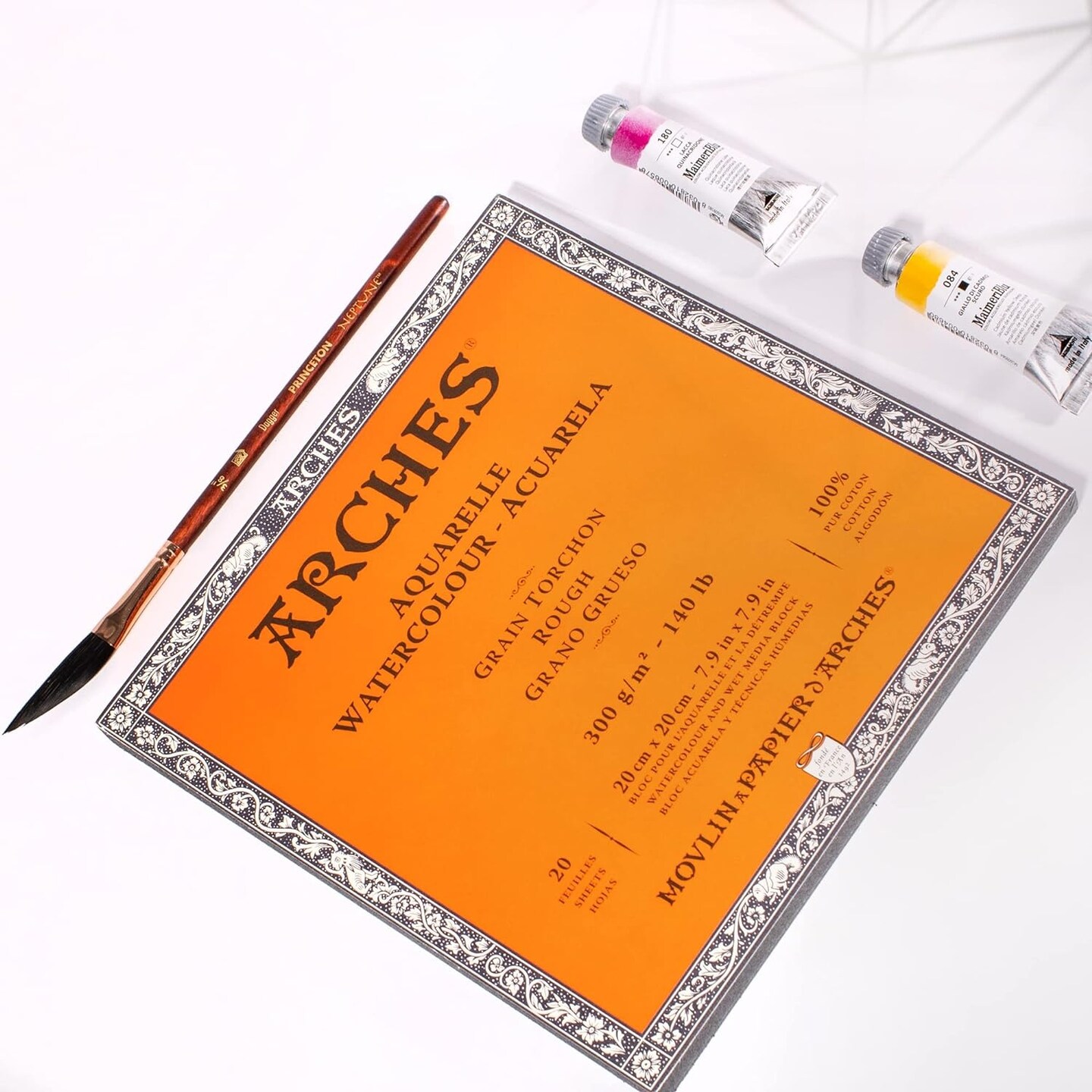 Arches Aquarelle Rough Watercolor Block 7.9"X7.9"- 140lb, 20 Sheets