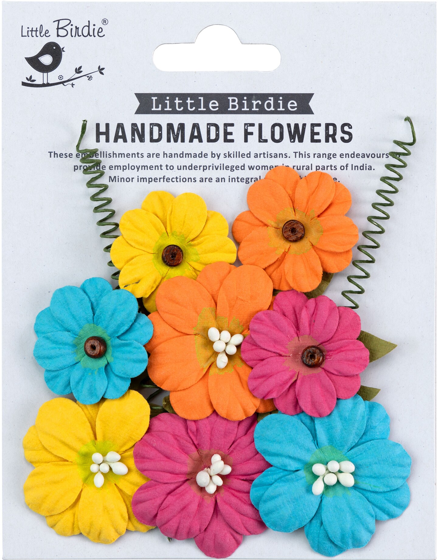 Little Birdie Fiorella Paper Flowers 12/Pkg