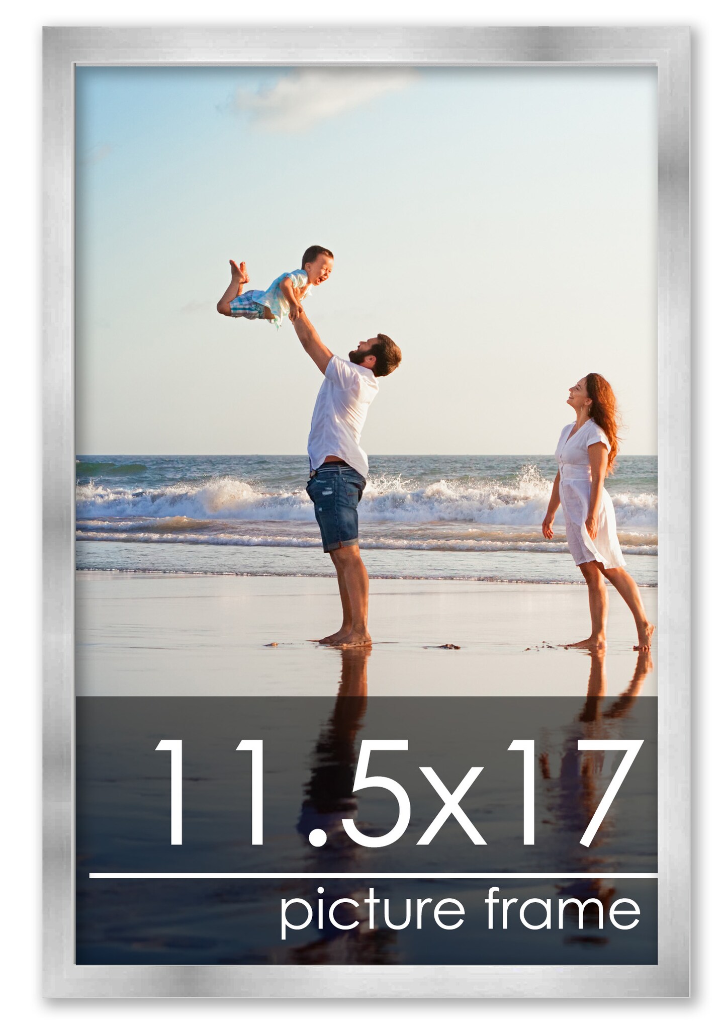 11.5x17 Solid Wood Picture Frame with UV-Resistant Acrylic & Acid-Free Backing, Available in 6 Finishes: Matte Black, Matte White, Metallic Bronze, Silver, Natural Wood Grain & Mahogany