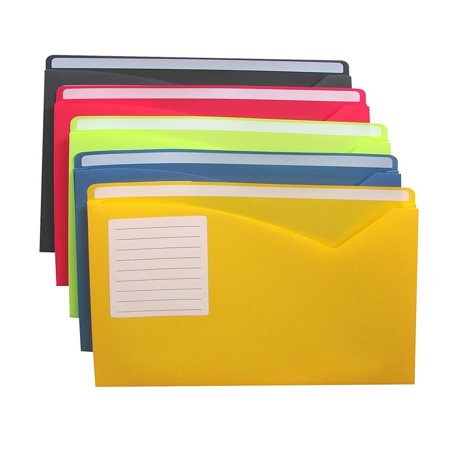 Write-On Poly File Jackets, Assorted colors, Pack of 10