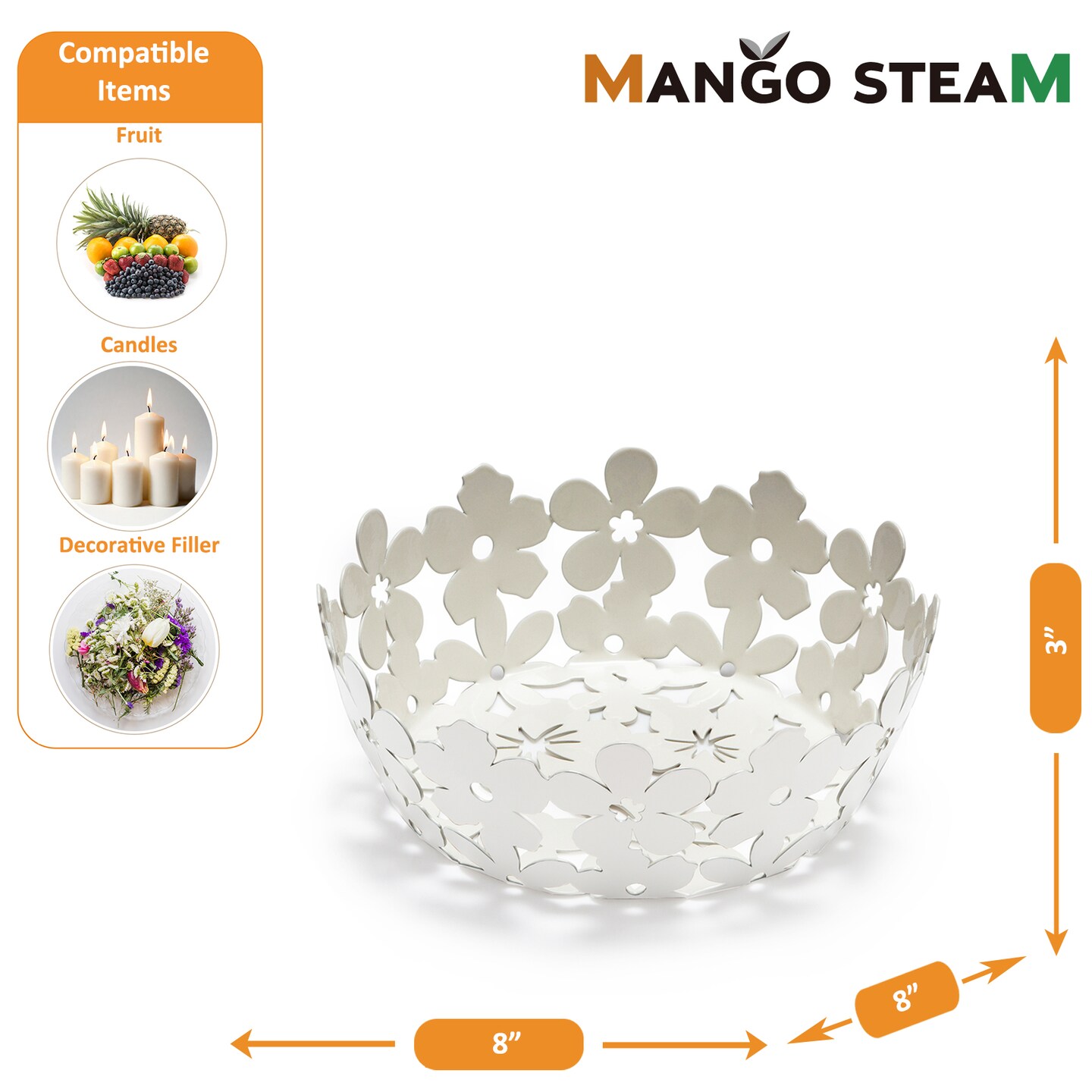 Mango Steam Decorative Flower, Fruit & Candy Basket Centerpiece