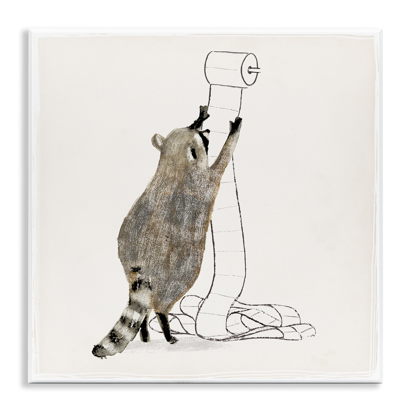 Stupell Industries Raccoon Toilet Paper Hoarder Wall Plaque Art
