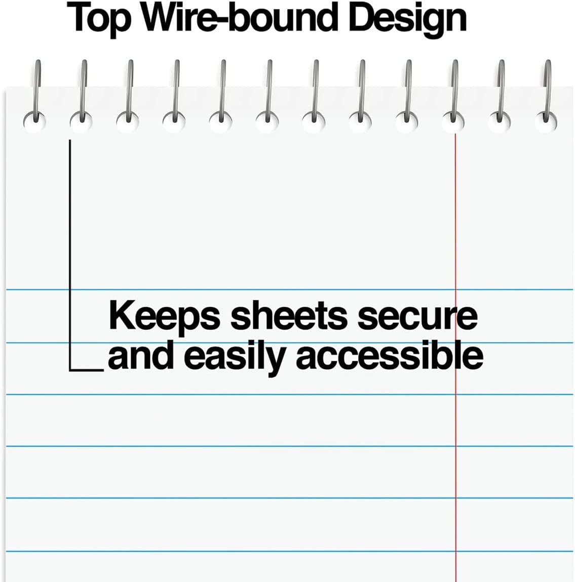 Steno Pads Notebooks, Top Bound Spiral Steno Book -Stenos Note Pads Gregg Ruled, White, 80 Sheets per Steno Notepad - 6 X 9 Inch - Great for Note-Taking and Making To-Do Lists - 6 Pack