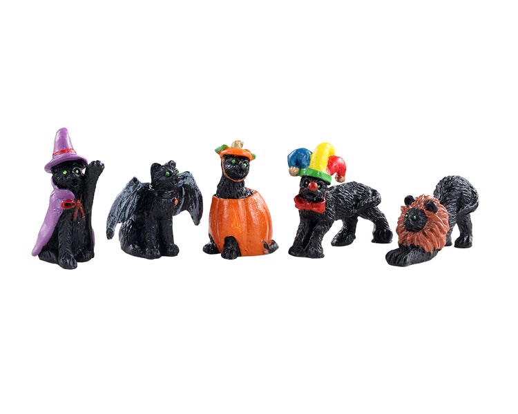LEMAX Halloween Cats, set of 5 #12014