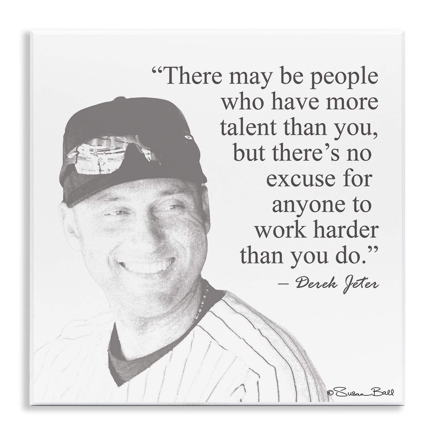 Stupell Industries Work Hard Derek Jeter Quote Wall Plaque Art