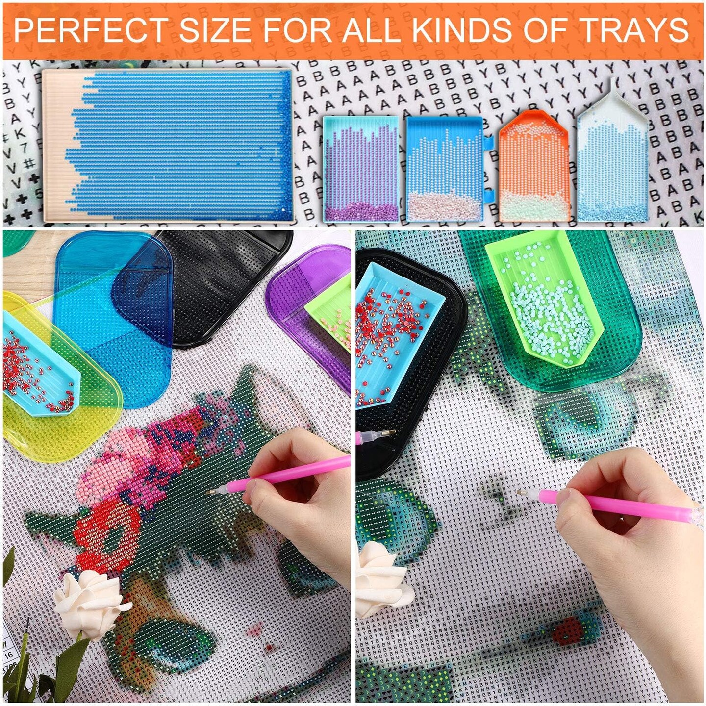 6 Pieces Anti-Slip Tools Sticky Mat for Diamond Painting. Sticky Gel Pad Non-Slip Universal Mount Holder 5.6 x 3.3 Inch to Hold Tray 5D Diamond Embroidery Accessories for Kids or Adults