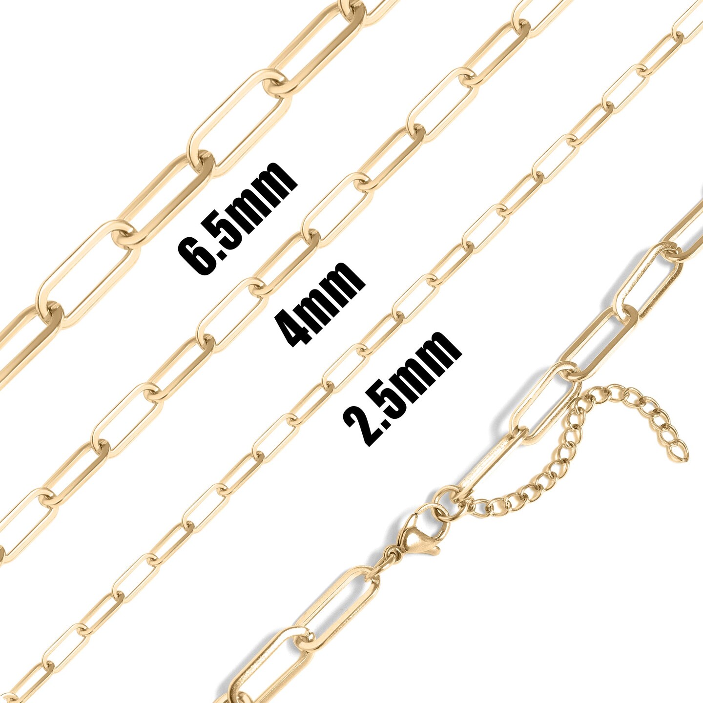 18K Gold PVD Coated Stainless Steel Paperclip Chain Necklace