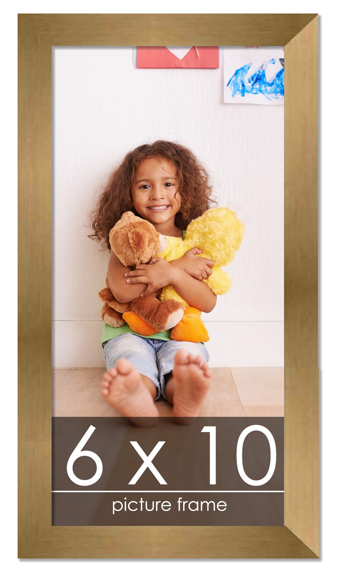 6x10 Gold Bronze Wood Picture Frame - UV Acrylic, Foam Board Backing ...