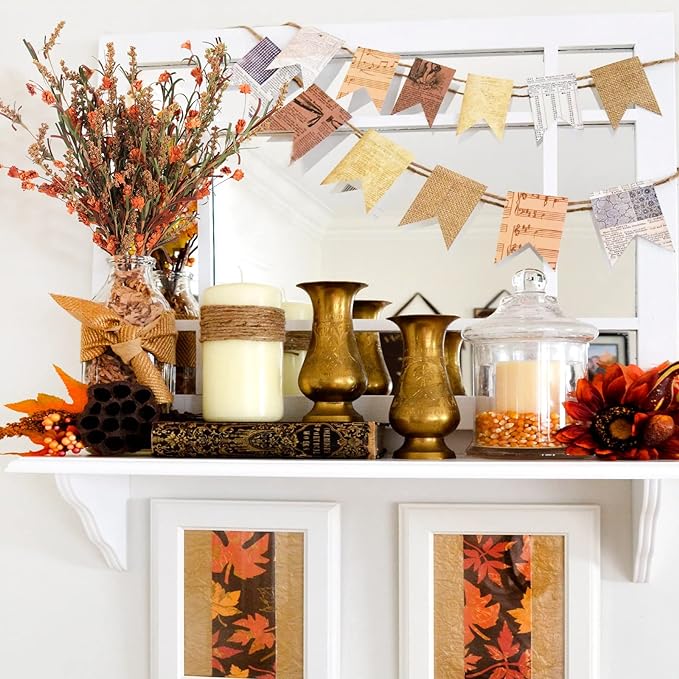2 Bundles Artificial Fall Flowers, Stem Dried Floral Arrangement for Fall Decoration Home Party Wedding Bouquet Table Centerpiece Farmhouse Decor