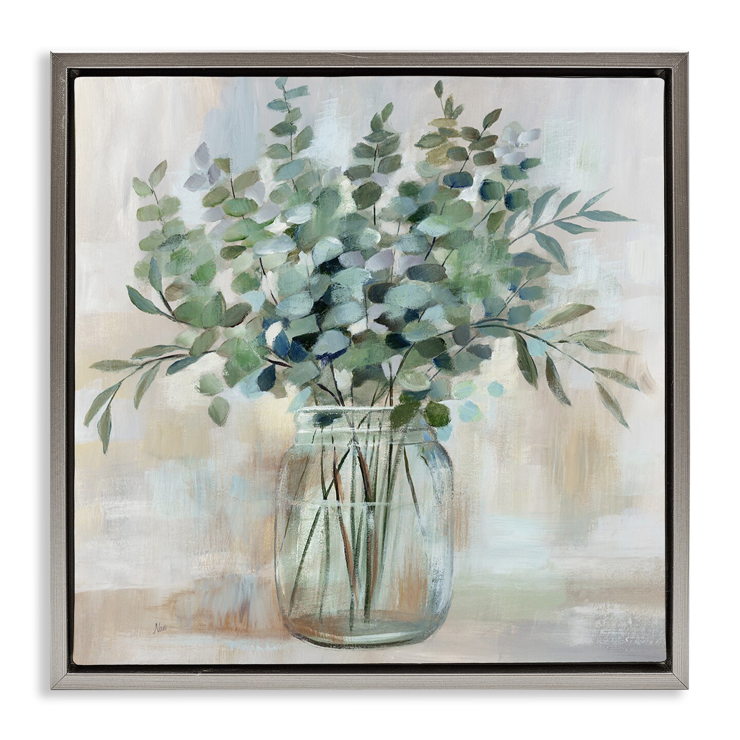 Stupell Industries Soothing Eucalyptus Herb Arrangement Framed Floater Canvas Wall Art