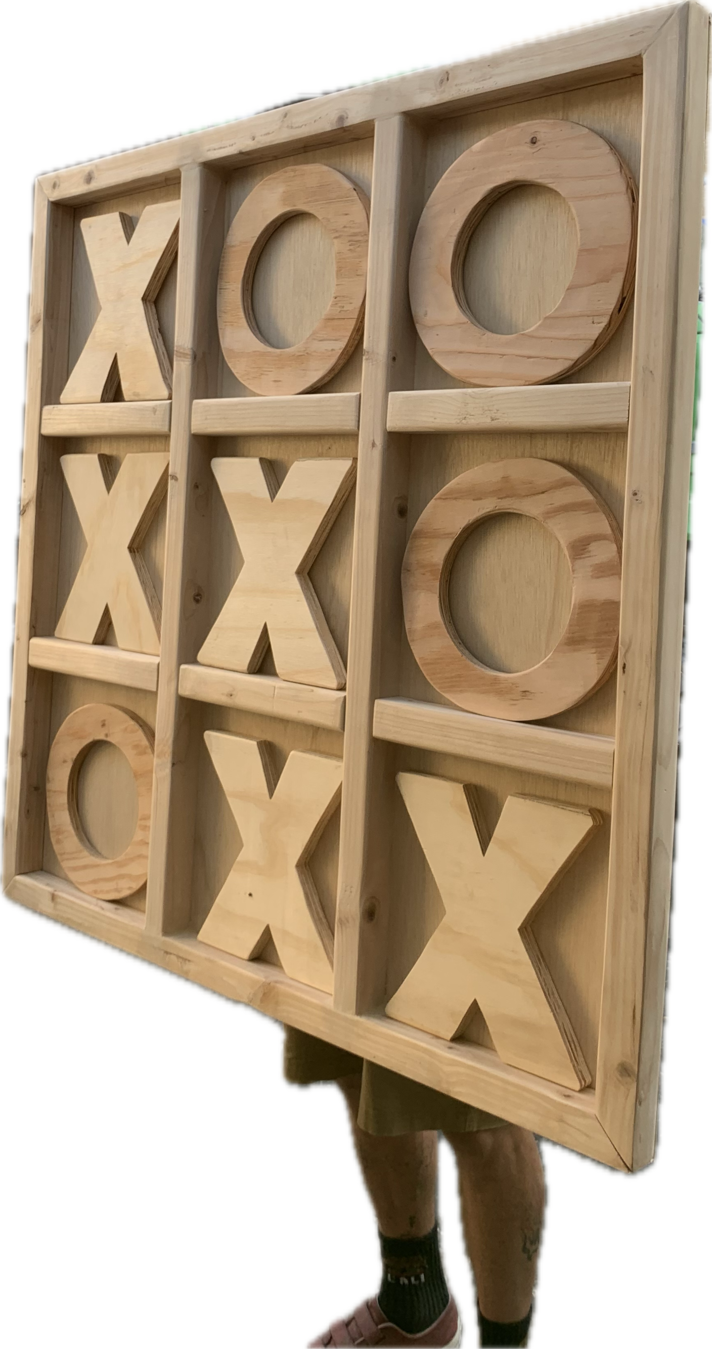 Brown Wood Tic Tac Toe Game Set With Gold X And O Pieces - Bed...