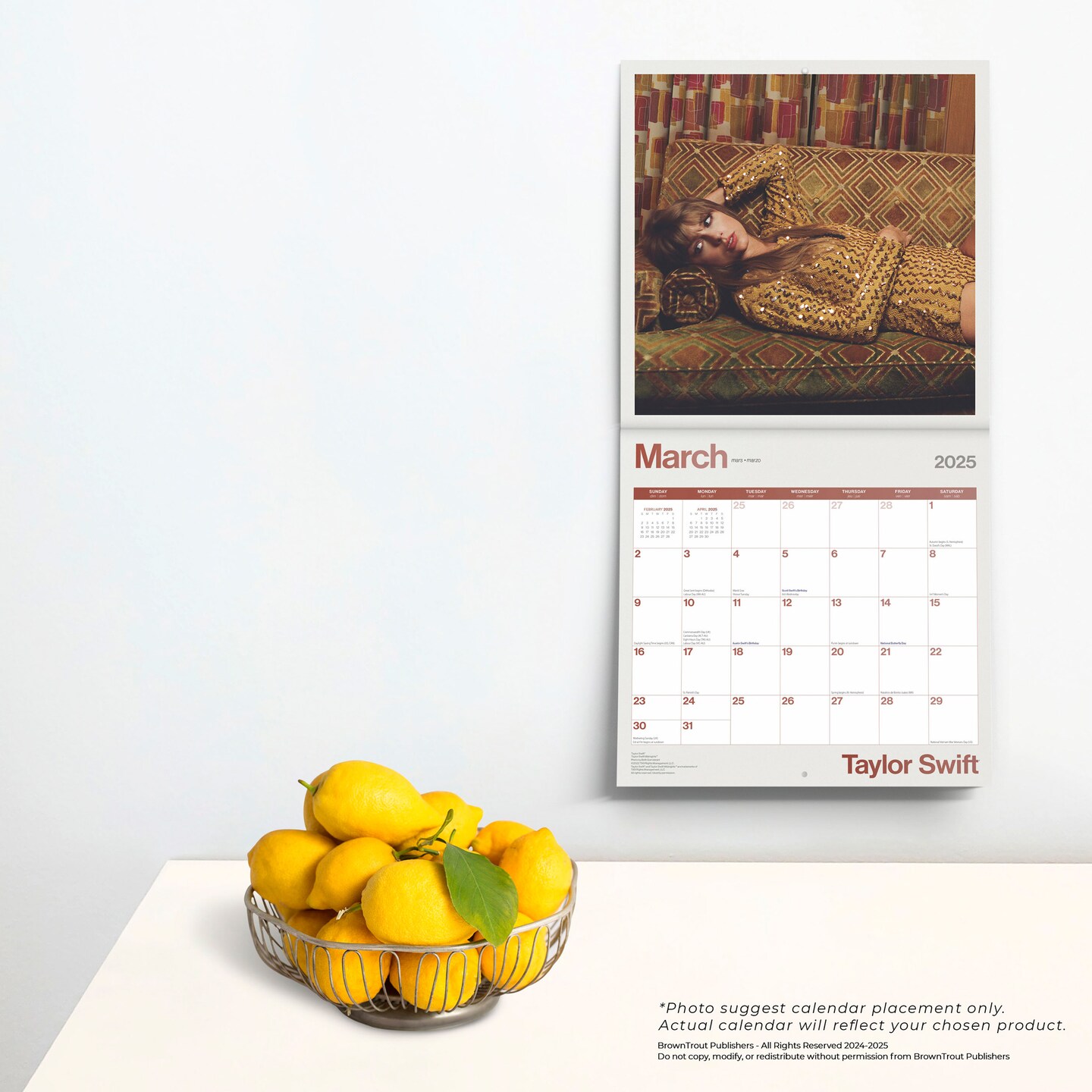 Taylor Swift OFFICIAL | 2025 12 x 24 Inch Monthly Square Wall Calendar | Plastic-Free | BrownTrout | Music Pop Singer Songwriter Celebrity