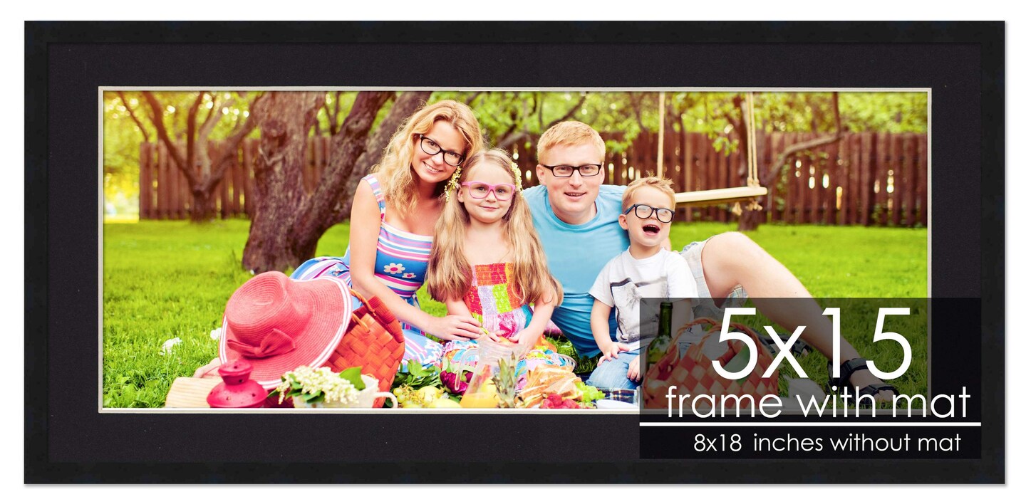 Modern Black Frame with Black Photo Mat, UV Acrylic Front, Foam Board Backing, 60 Sizes Available
