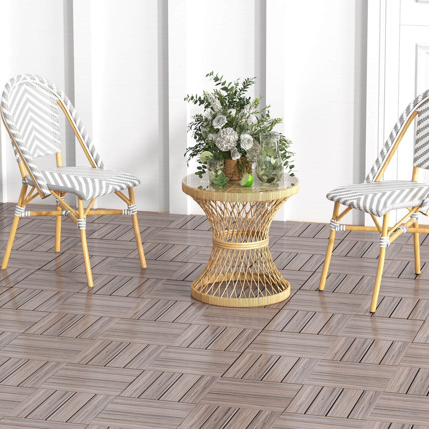 Costway 18/36 PCS Interlocking Deck Tiles Anti-slip Floor Tiles for Poolside All Weather Grey