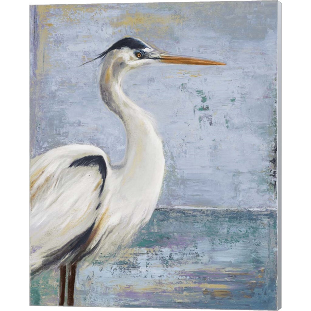 Blue Heron On Blue by Patricia Pinto 12" x 15" Canvas Wall Art (Set of 2)