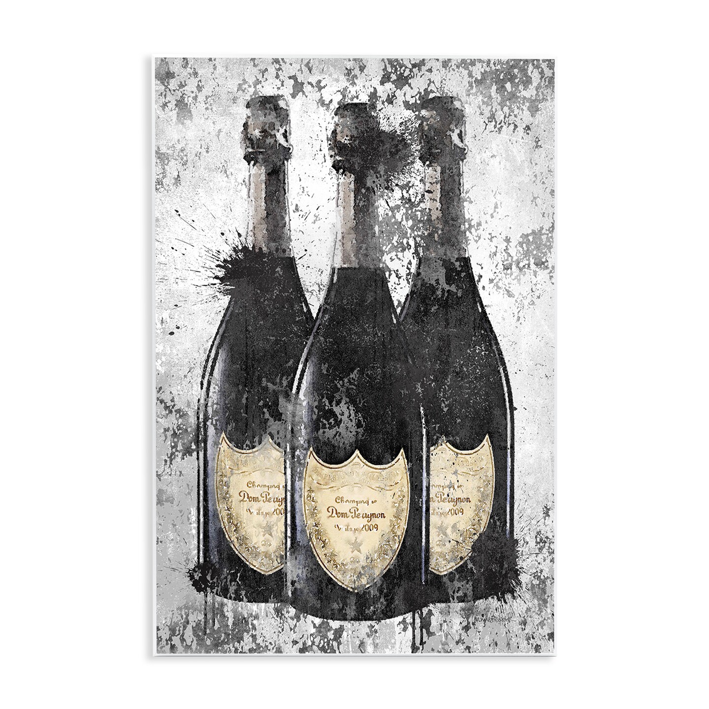 Stupell Industries Champagne Bottles Grey & Gold Wall Plaque Art