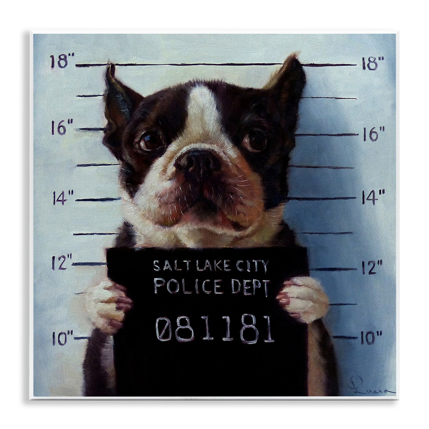 Stupell Industries Boston Terrier Jail Convicted Mugshot Wall Plaque Art