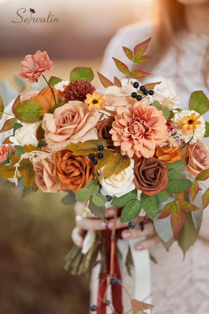 Wedding Flowers Orange Flowers for Decoration, Artificial Flowers Fall Centerpieces. Wreath Decor: Autumn Floral Arrangements with Fake Flowers Boho Decor: DIY Terracotta Flower Box Set