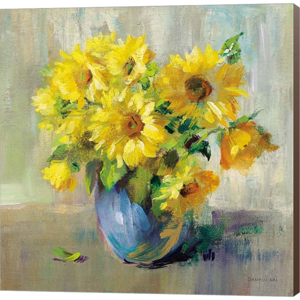 Sunflower Still Life II by Danhui Nai 24" x 24" Canvas Wall Art