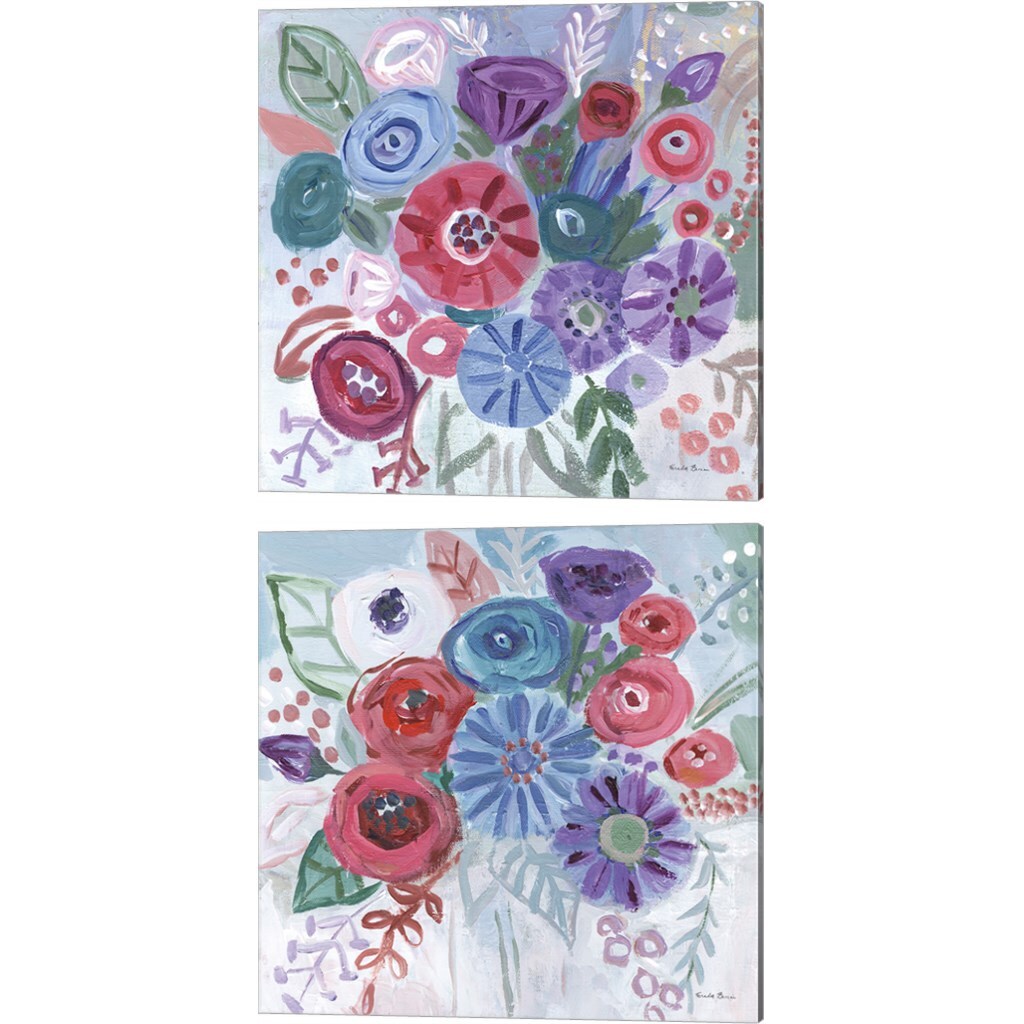 Floral Jewels by Farida Zaman 14&#x22; x 14&#x22; Canvas Wall Art (Set of 2)