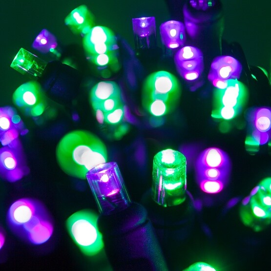 70 5mm Purple, Green LED Halloween Lights, 4&#x22; Spacing, Black WirePlay the 70 5mm Purple, Green LED Halloween Lights, 4&#x22; Spacing, Black Wire video70 5mm Purple, Green LED Halloween Lights, 4&#x22; Spacing, Black Wire70 5mm Purple, Green LED Halloween Ligh