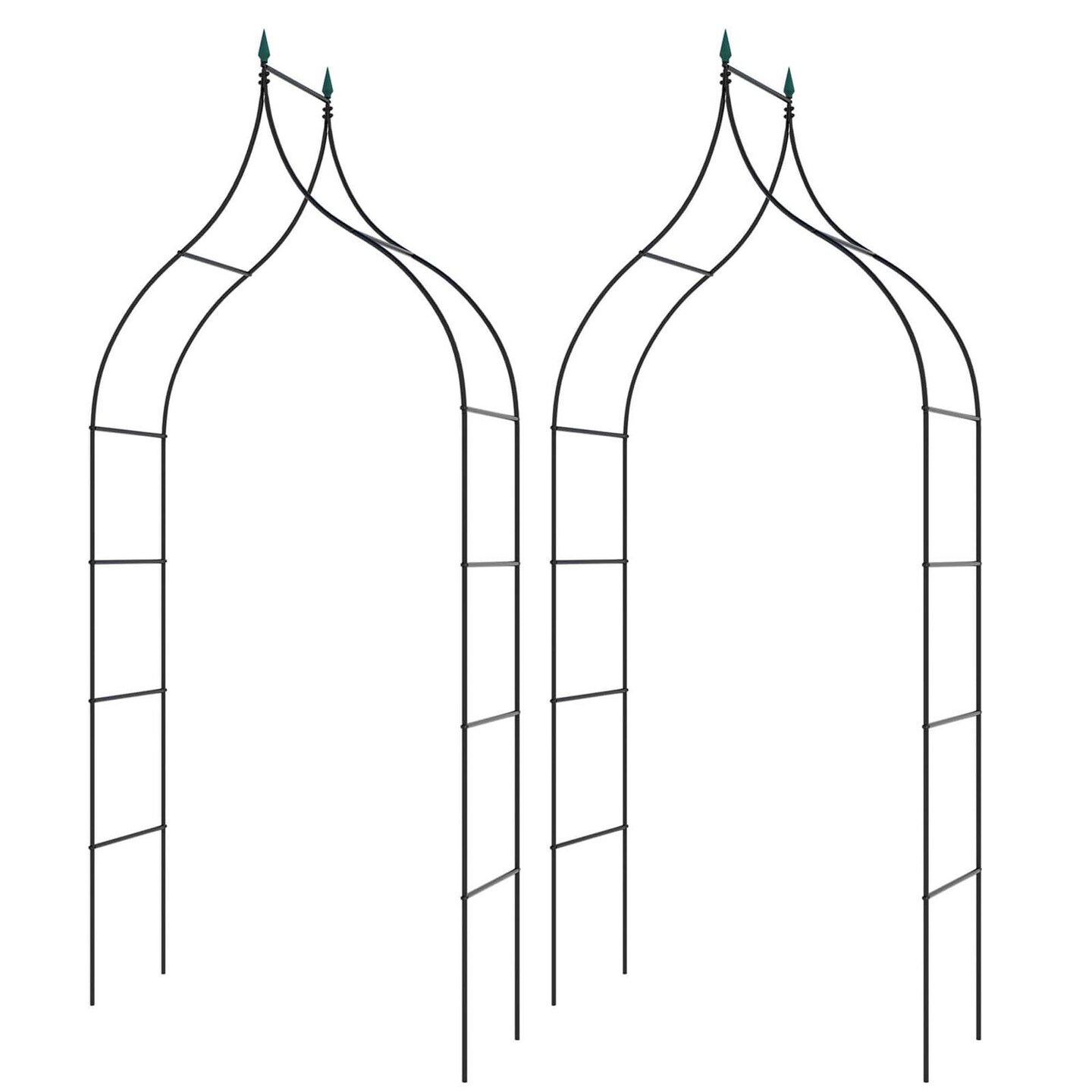 Costway 1/2 PCS Garden Arbor with Multiple Side Crossbars Powder-coated Metal Tubes
