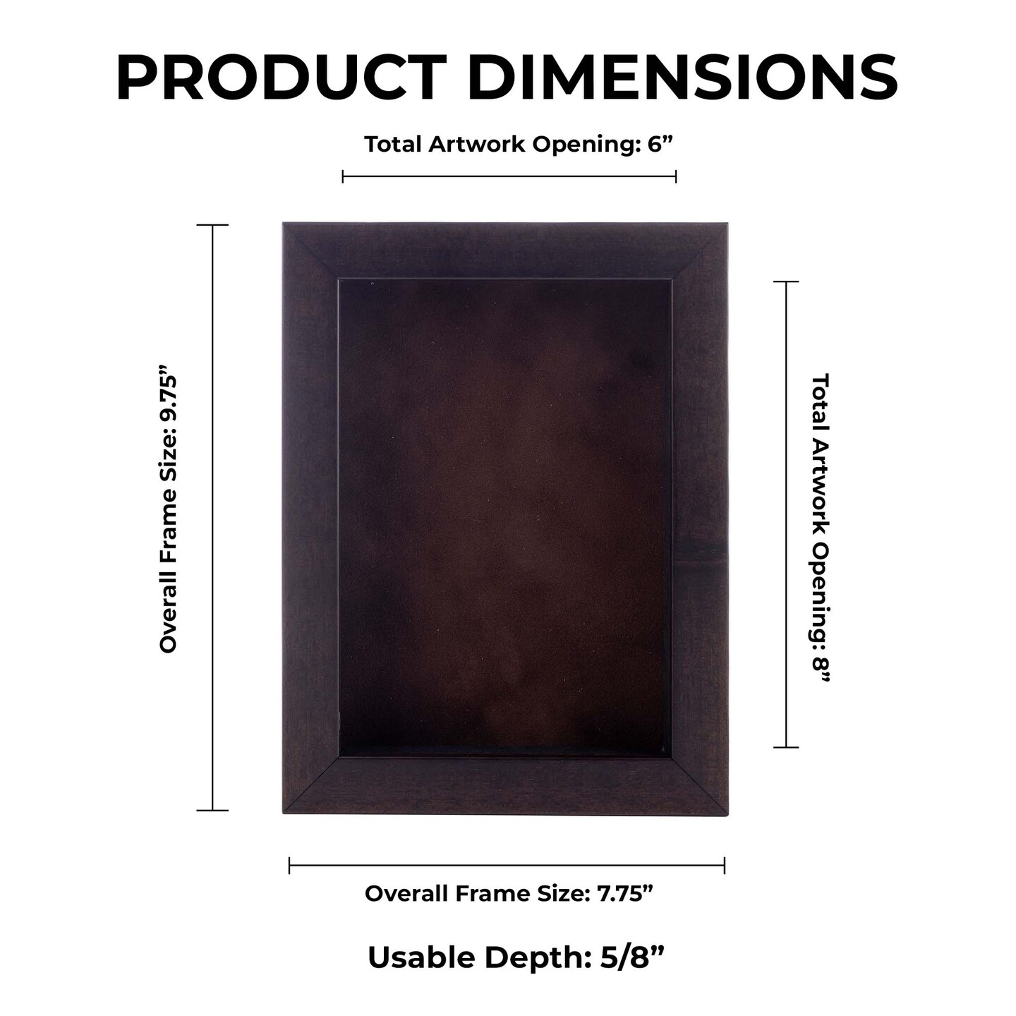 Rich Dark Brown Wood Shadow Box Frame with Acrylic Front - Brown Suede Backing, 30 Sizes