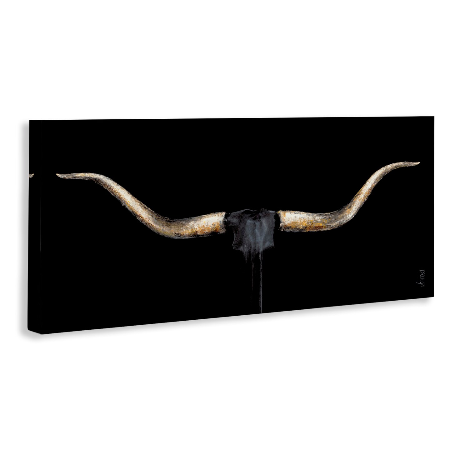 Stupell Industries Bull Horns Shadow Animal Painting Canvas Wall Art