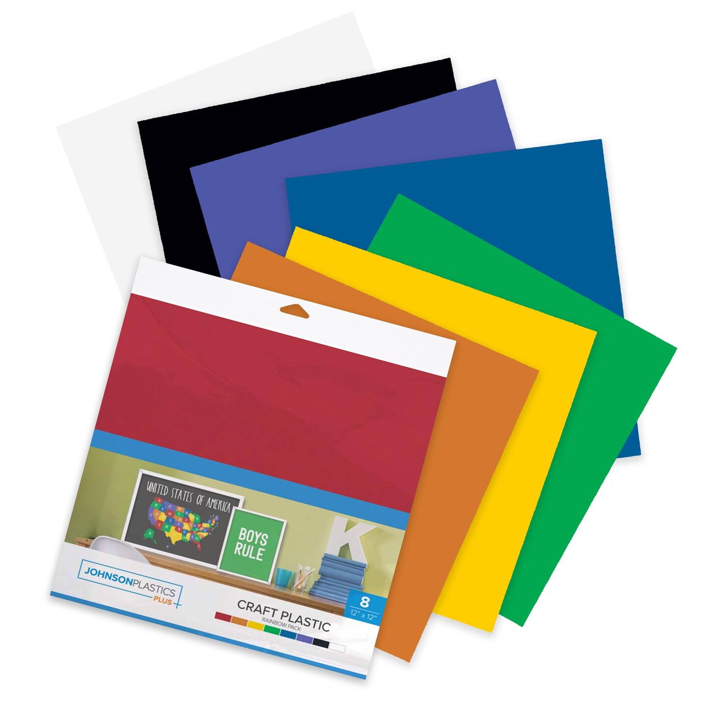 JPPlus Craft Plastic Plastic Craft Sheets for Cricut, Laser Cutter, & Engraver Use- Rainbow, 8 Pack