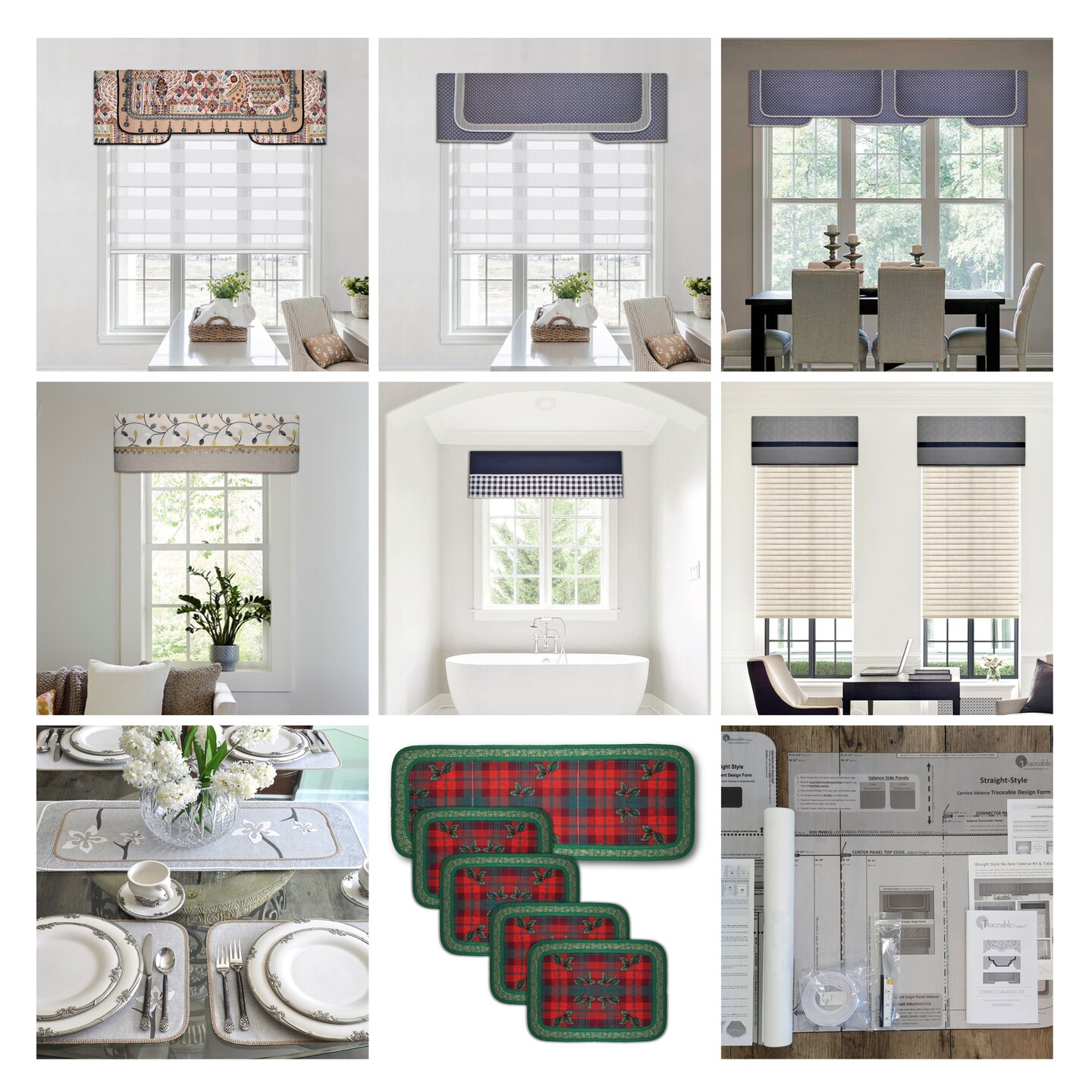 Straight Style Cornice Valance Kit, Sewing Alternative for DIY Window Decorating