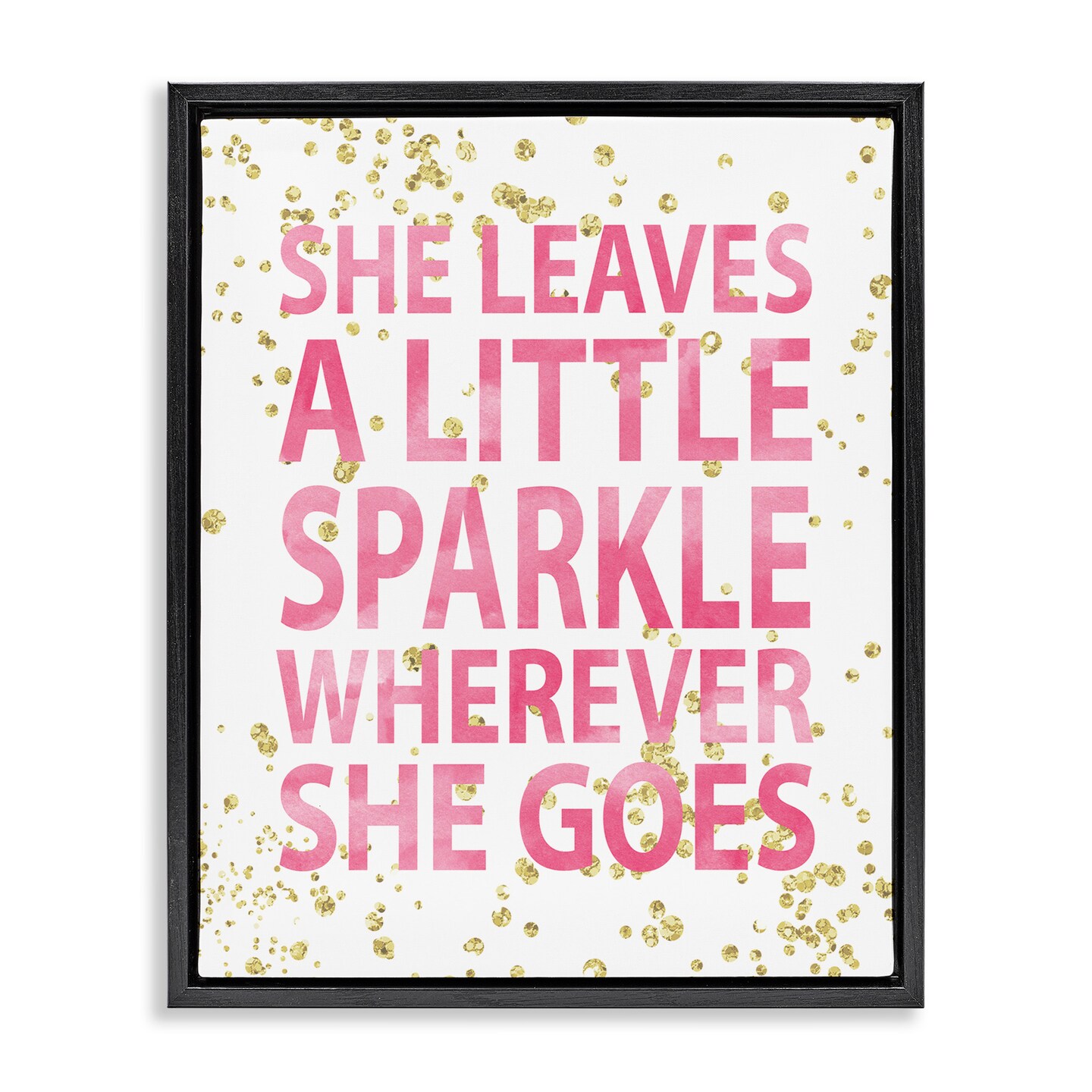 Stupell Industries Leaves A Little Sparkle Phrase Framed Floater Canvas Wall Art