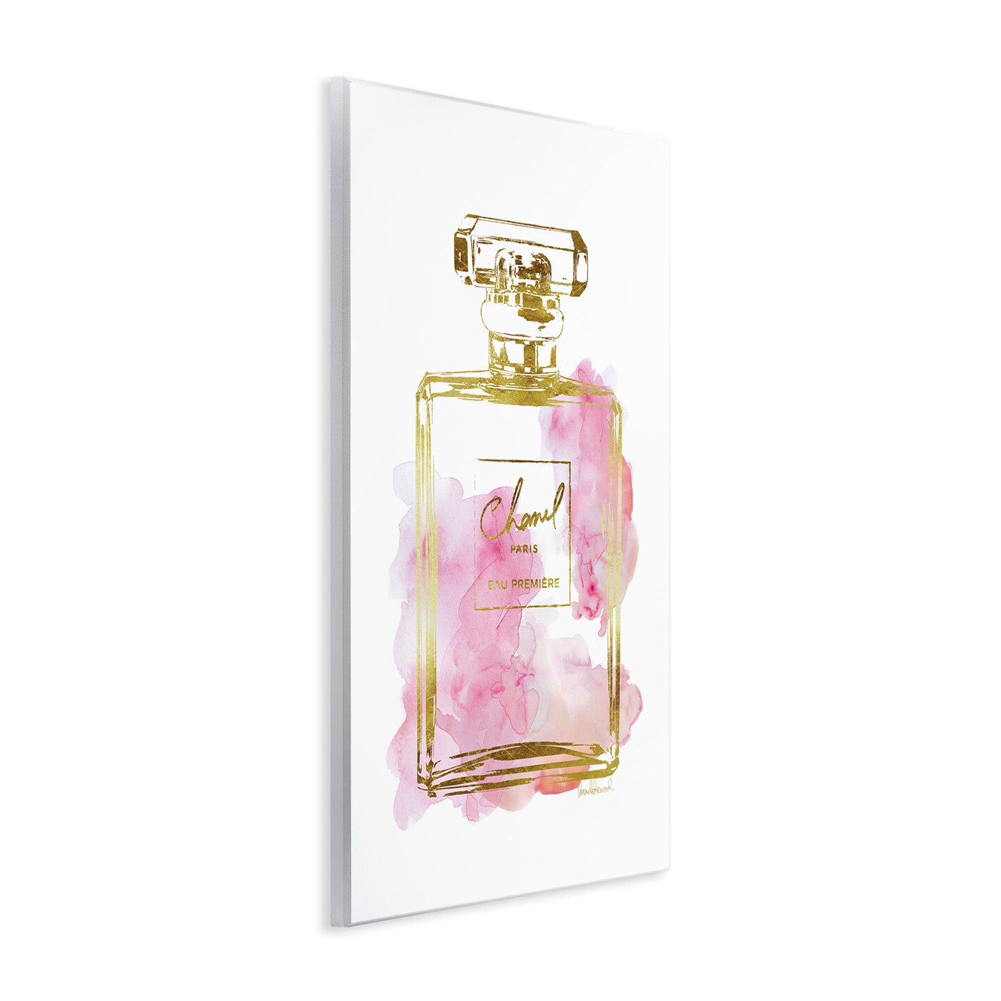 Stupell Industries Glam Perfume Bottle Gold Pink Wall Plaque Art