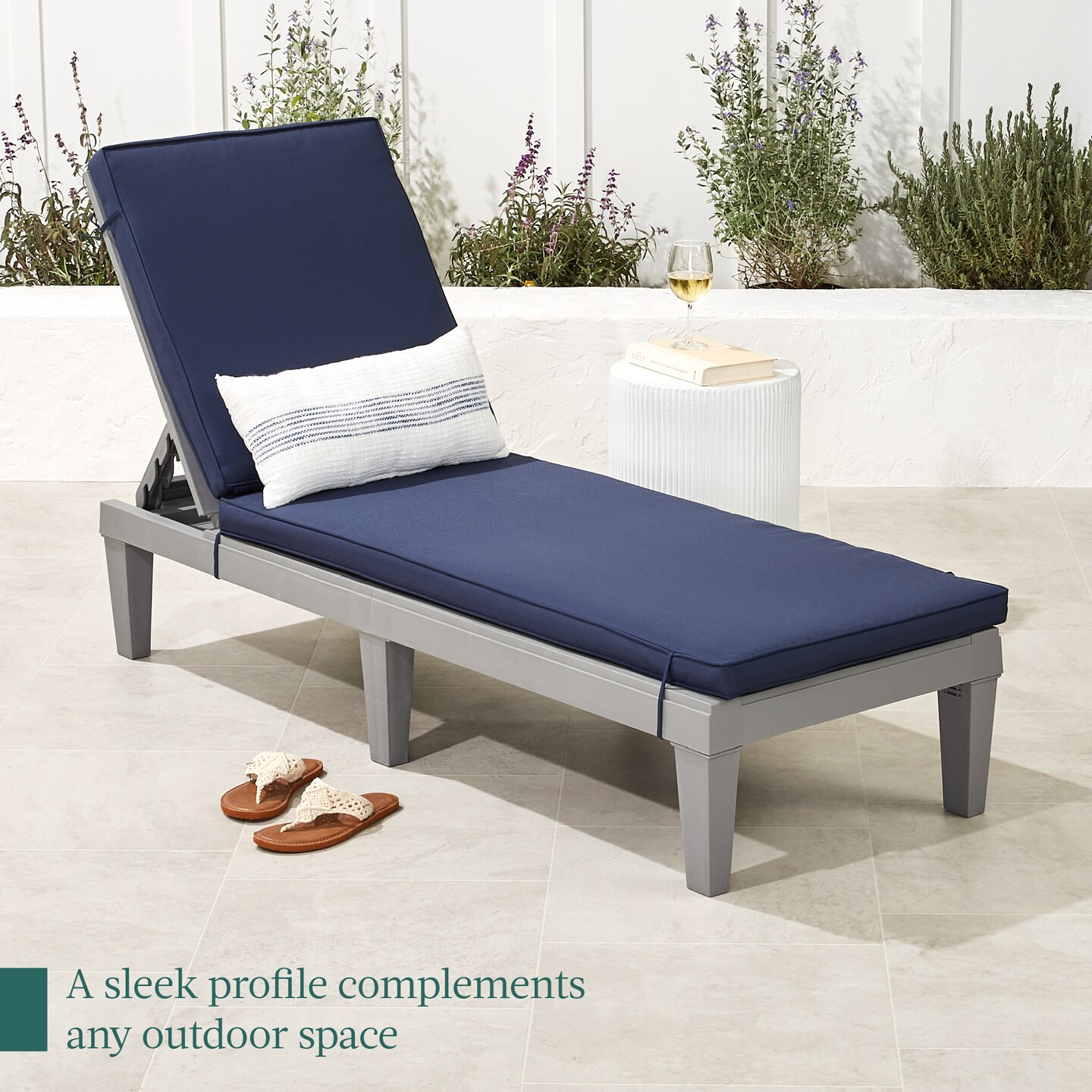 Best Choice Products Outdoor Lounge Chair, Resin Patio Chaise Lounger w/ Seat Cushion, 5 Positions