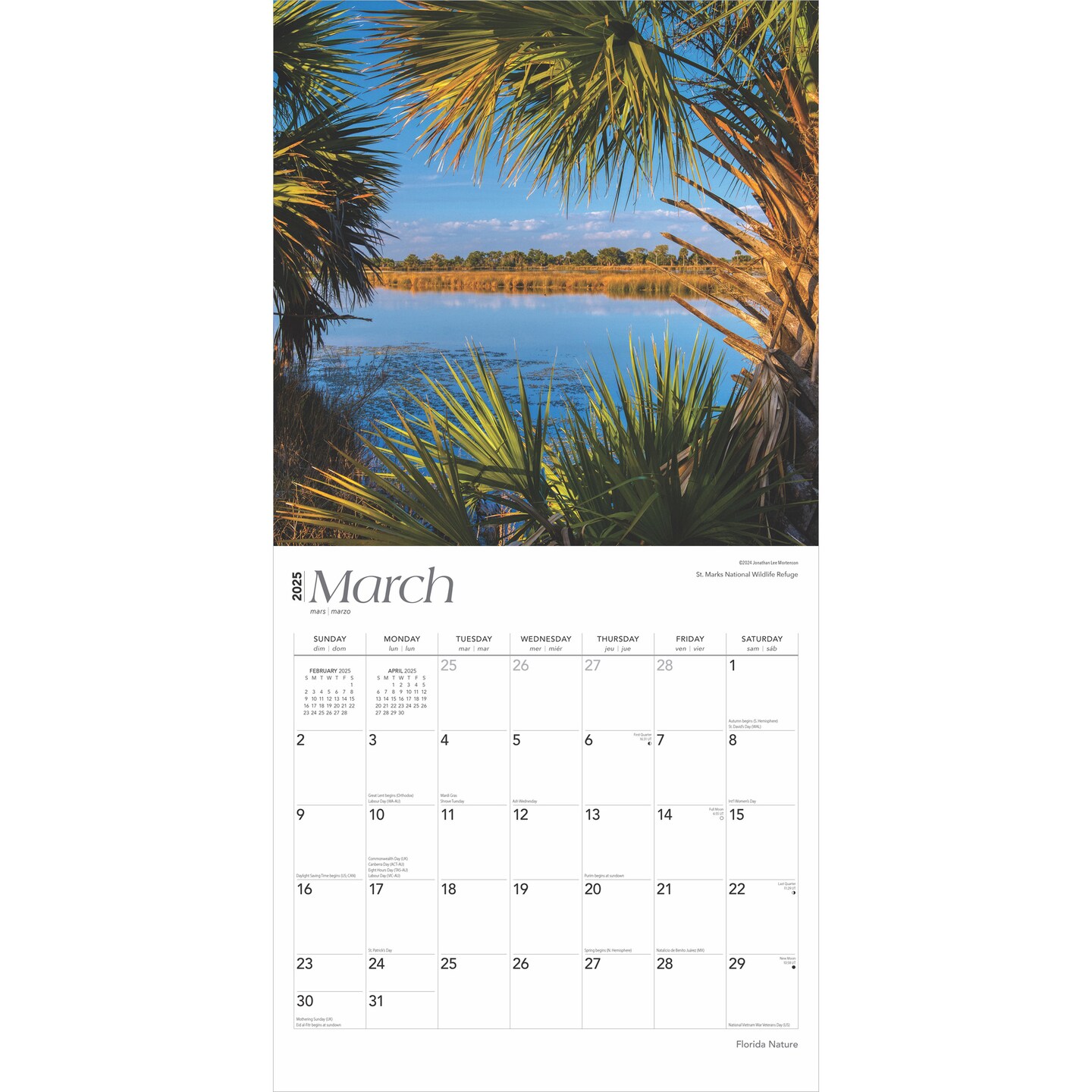 Florida Nature | 2025 12 x 24 Inch Monthly Square Wall Calendar | Plastic-Free | BrownTrout | USA United States of America Southeast State