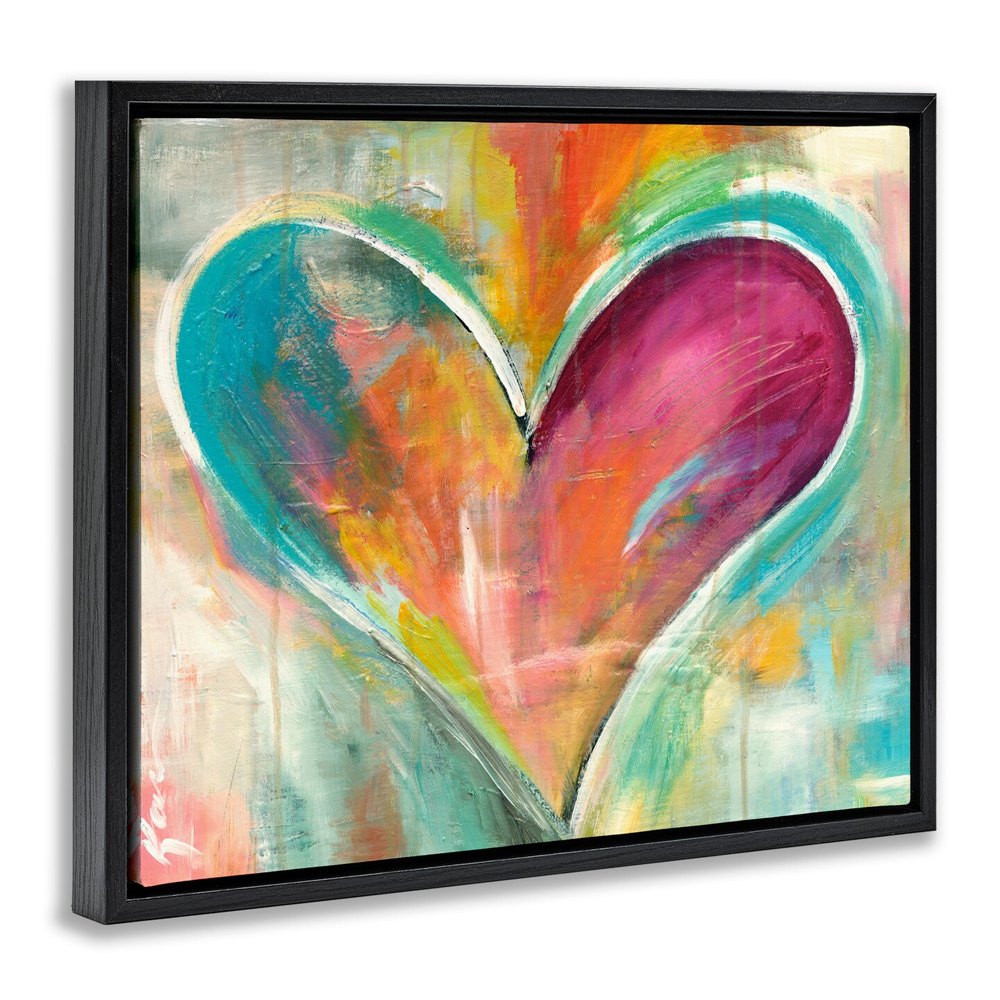 Stupell Industries Abstract Textural Heart Painting Framed Floater Canvas Wall Art