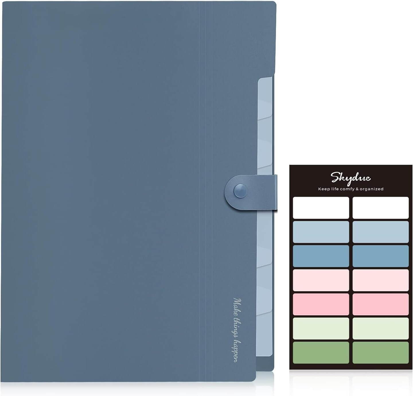 Expandable File Organizer with 8 Pockets, Accordion File Folders with Labels, Portable Document Paper Bill Receipt Organizer, Home College School Office Supplies, Letter Size, Blue