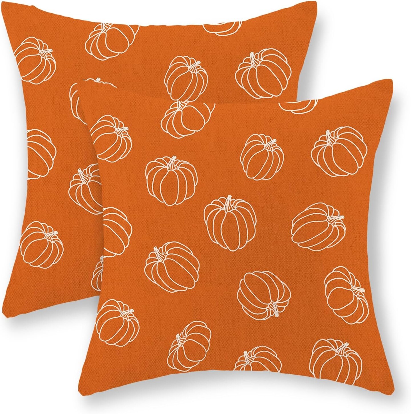 Fall Pillow Covers 20x20 Inch Set of 2, Burnt Orange and White Pumpkin Throw Pillows Case, Autumn Outdoor Decorative Square Linen Farmhouse Harvest Decor Cushion Covers for Home Sofa Bed Couch